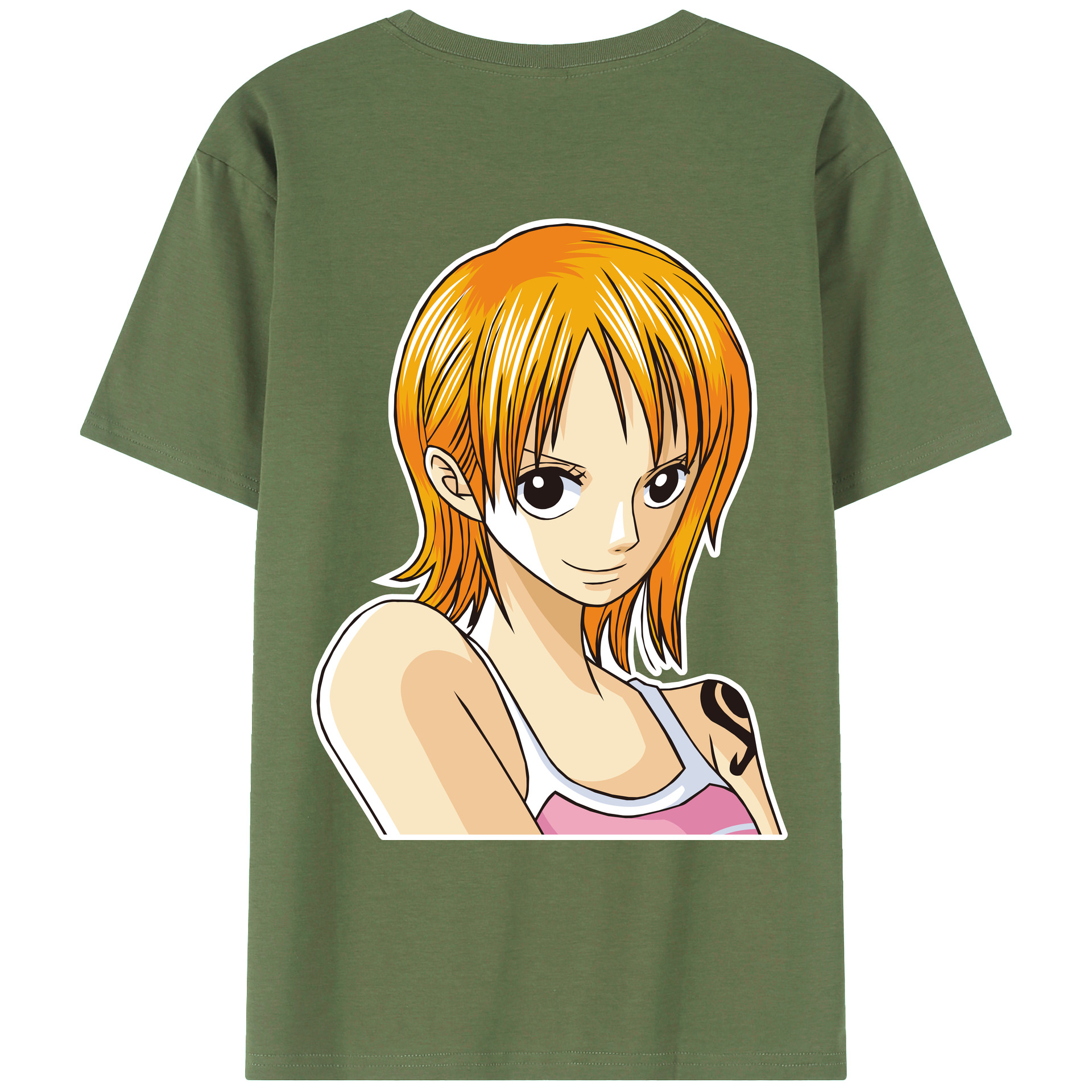 （画像用） ワンピース ナミ ONE PIECE Nami 綿100％ メンズ半袖Tシャツ（バックプリント） 通気性